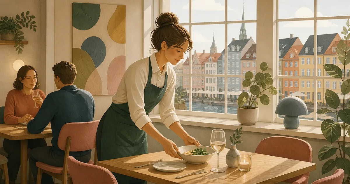 Editorial illustration for: Waiter Salary in Denmark 2026: What Do Waiters Earn?