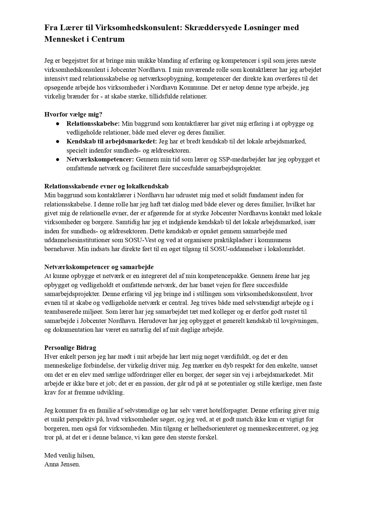 Konsulent ansøgning eksempel