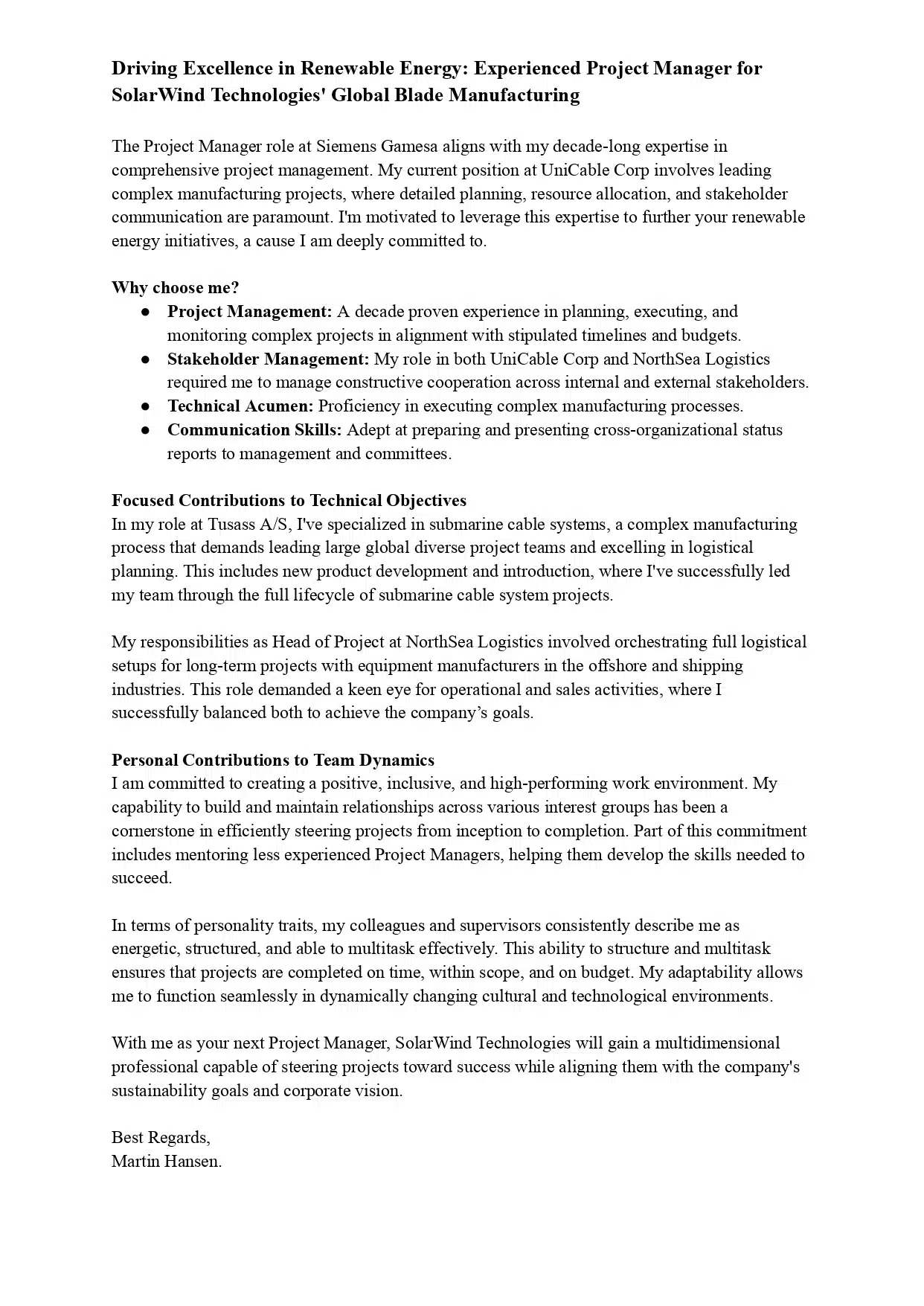 Leder ansøgning eksempel