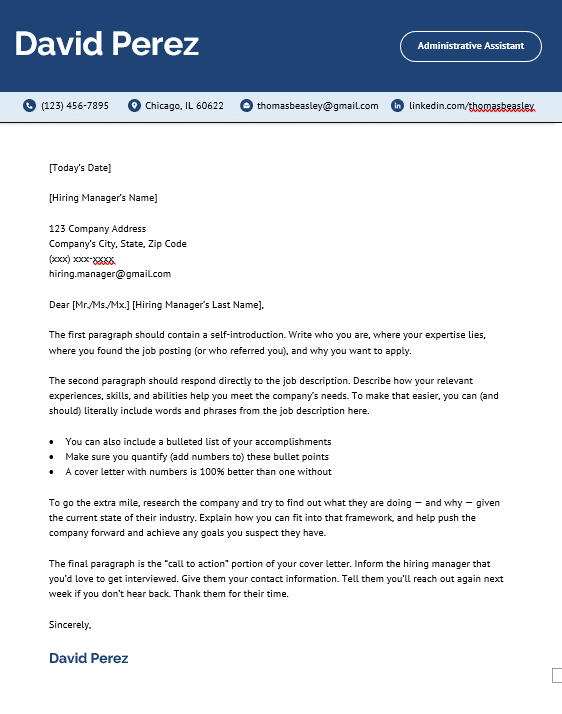 Standard professionel ansøgningsskabelon