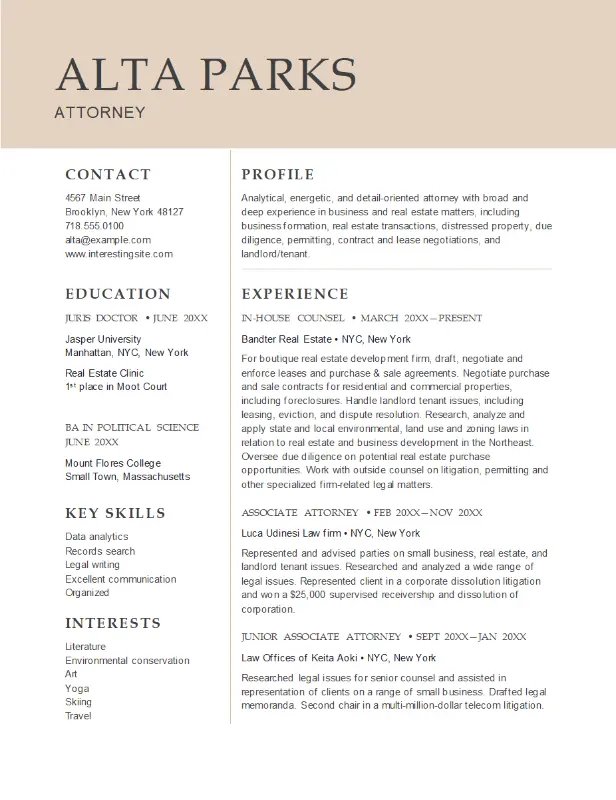 Attorney CV template
