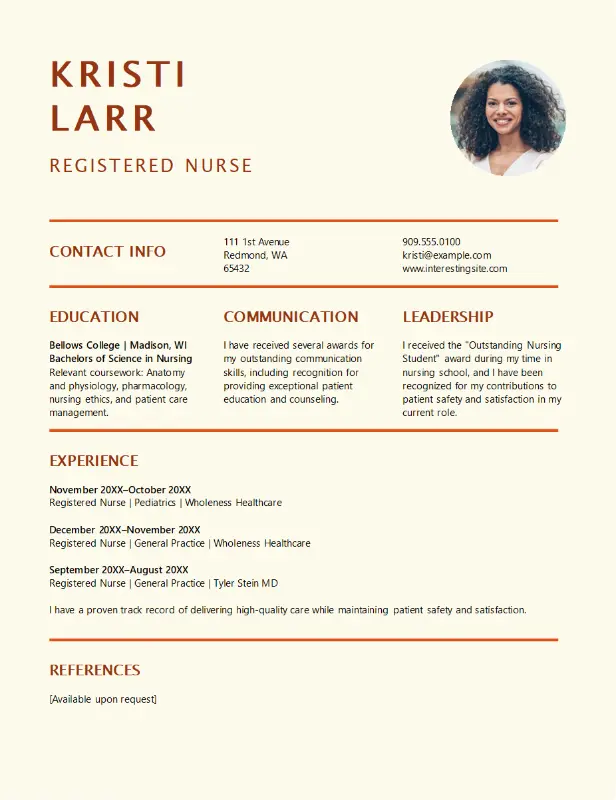 Nursing CV template