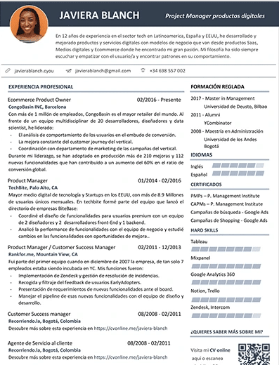 Project Manager CV template