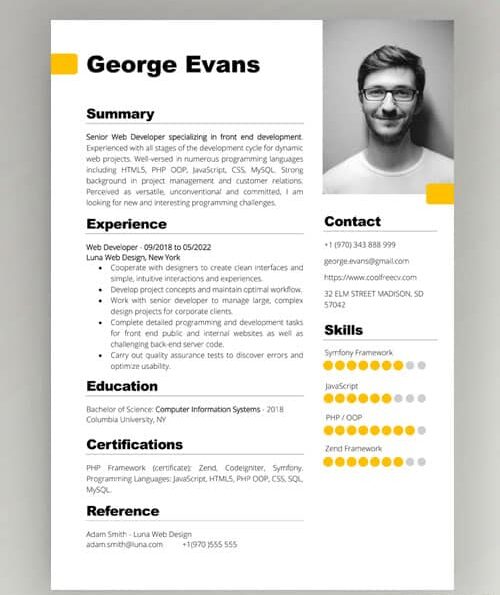 Teknisk kyndig CV skabelon